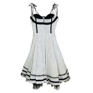 VTG Lip Service Blacklist Babydoll Pinup Dress M Y2k Rockability Polka Dot NWT